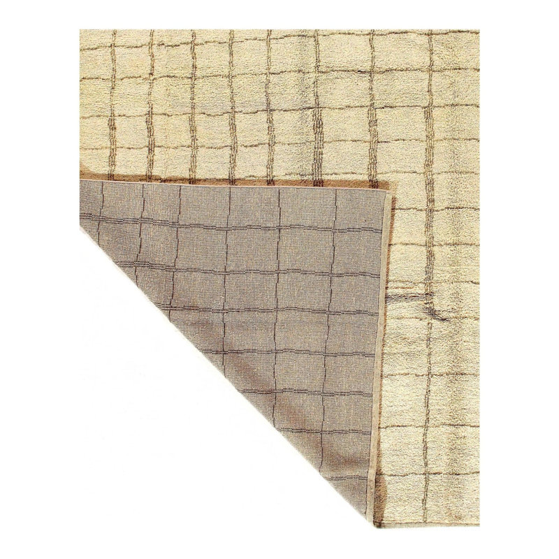 Wool Geometric Area Rug in Beige