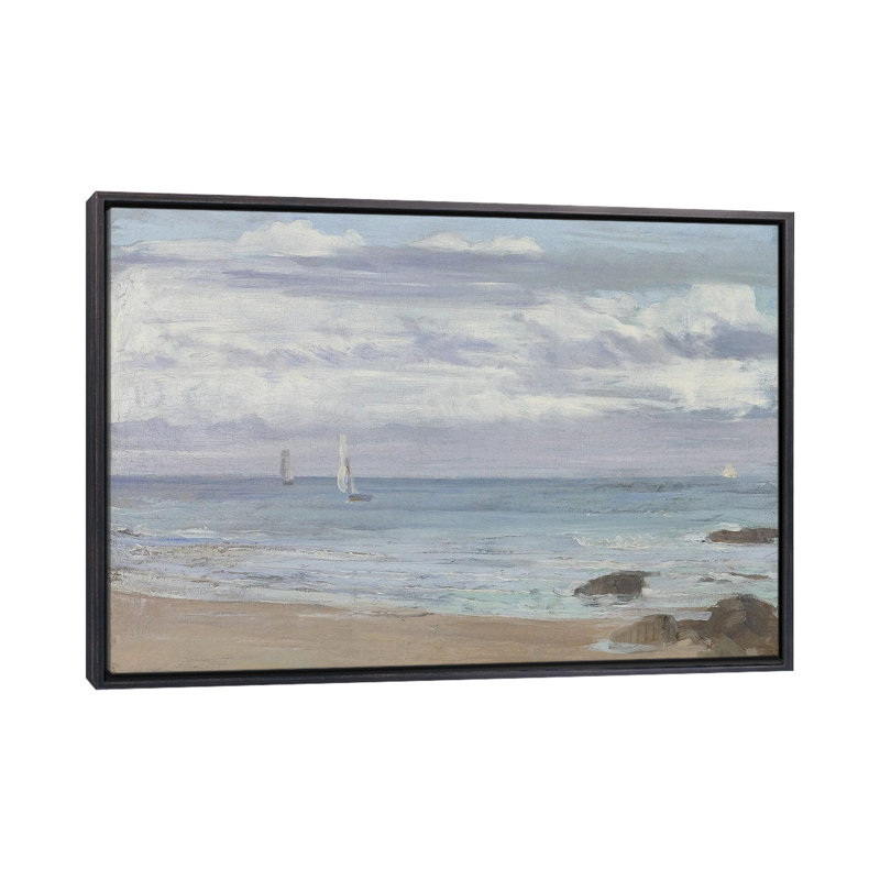 «Blue and Silver Trouville», reproduction d'art sur toile encadrée, 40 po x 60 po, Toile avec cadre, Noir patiné