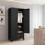 Garde-robe en acier noir avec portes doubles, tiroirs, tringles de suspension et tablettes réglables; Convient à divers cas de figure.-308992139