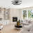 Indoor Flush Mount Ceiling Fan with Light, LED Acrylic Shade, Hidden Blades Ceiling Fan with Remote Control-1247684027