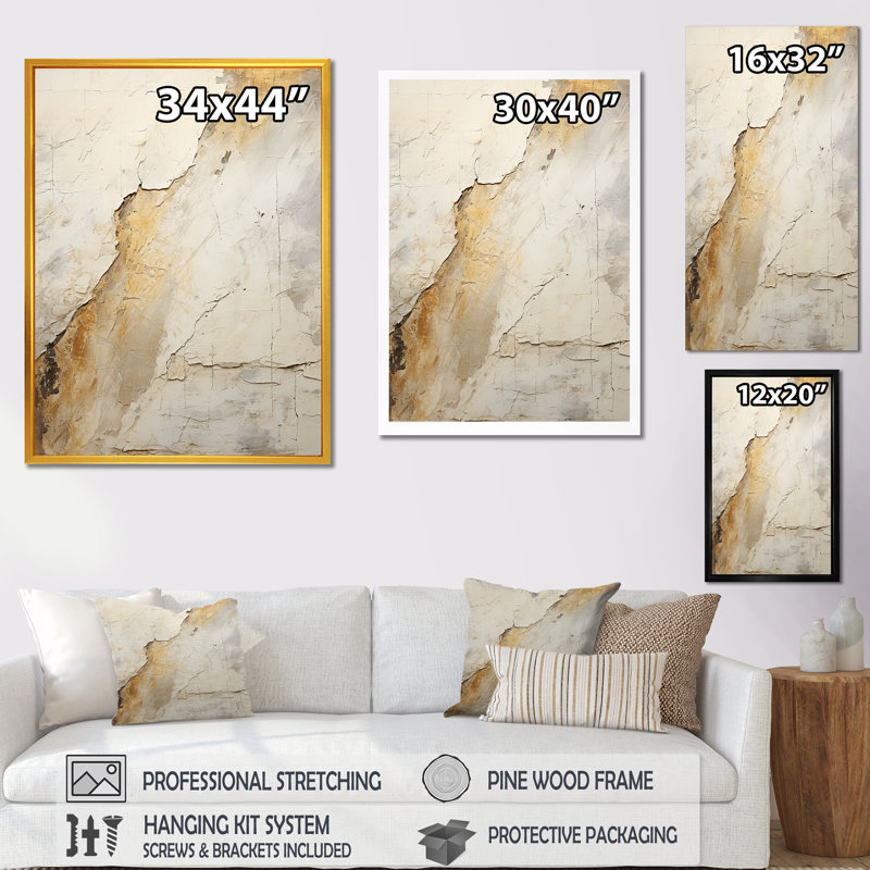 Earth Minimalist Fossils II - Abstract Collages, art mural, Cadre simple noir, H 32 po x l 24 po x P 1 po