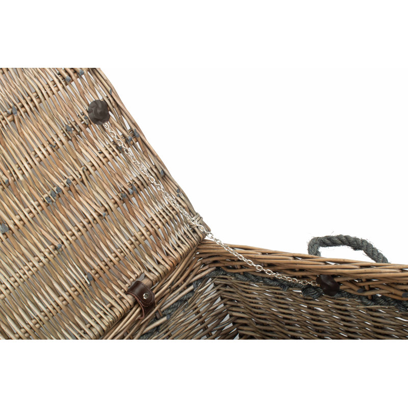 Wicker 28" Rope Handled Storage Trunk, Antique Wash