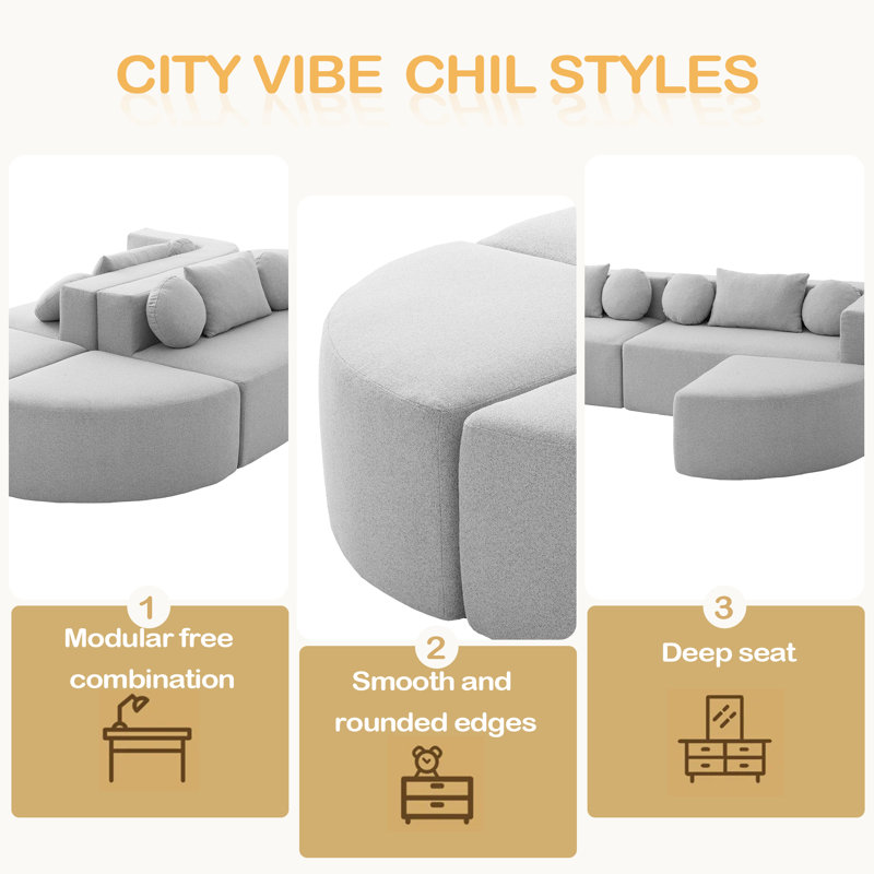 Canapé modulaire Boneless Couch, Gris