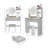 17" Round LED Mirror Vanity Table + Soft Cushion Stool Suit, Large Mirror, Touch Switch, 3 Colors, Adjustable Brightness, Large Desktop, Multi-Layer High Capacity Storage, Suitable For Small Space-510736843