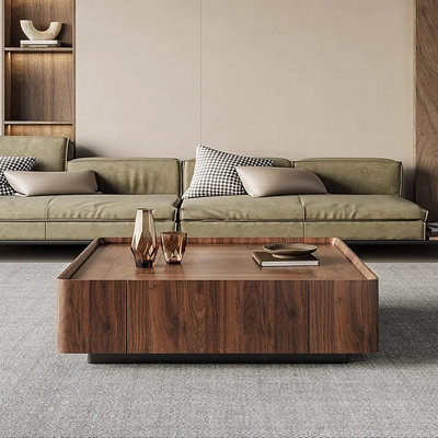 Italian minimalist walnut color coffee table