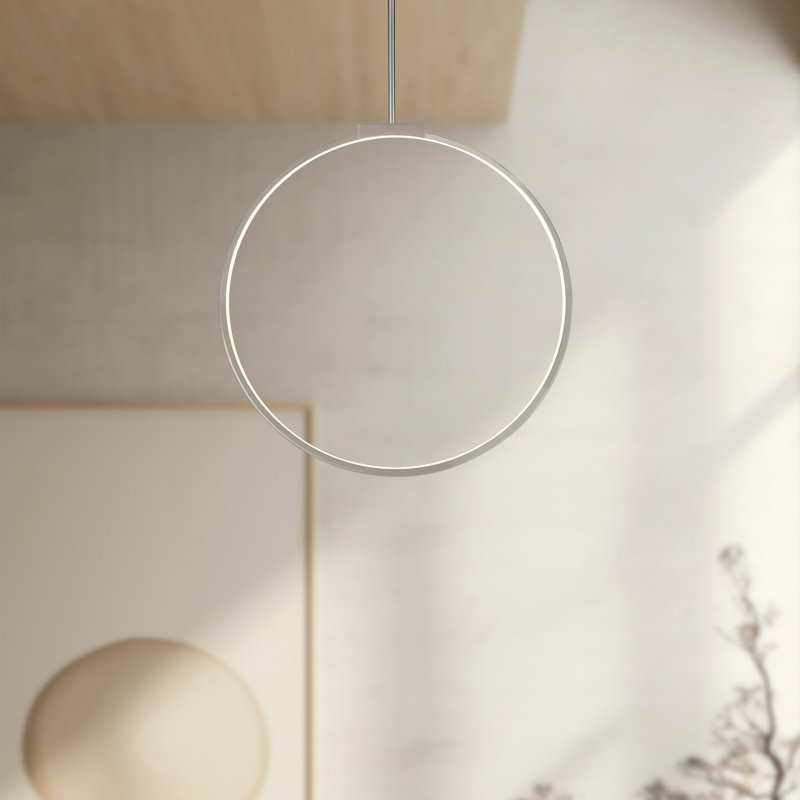 Cirque 1 - Light LED Unique/Statement Pendant, Brushed Nickel, 71.63" H x 24" W x 0.75" D