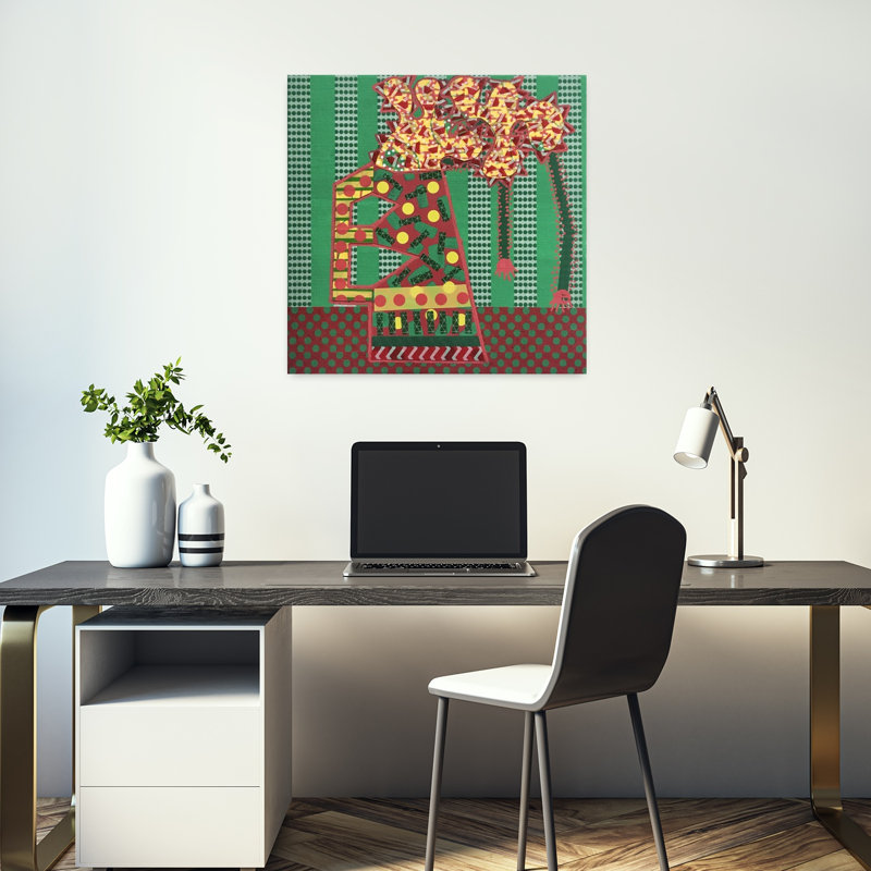 Art contemporain Art floral coloré contemporain, H 18 po x l 18 po