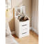 Coiffeuse polyvalente avec plateau en verre visible et 3 tiroirs, meuble-lavabo blanc, miroir de coiffeuse polyvalent, table de maquillage, meuble élégant