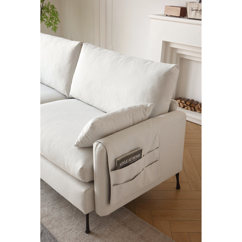 3 nuages avec coussins confortables et accessoire d'accoudoirs, l 80 po pour le bureau de la chambre à coucher, caractéristique des coussins blancs,