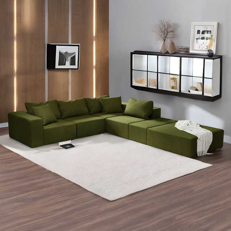 Canapé modulaire modulaire avec 6 coussins, Vert