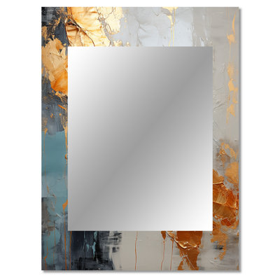 Gold and grey Modern liquid Shapes III - Shapes Large Wall Mirror, Modern Decorative Mirror, Printed Metal Art