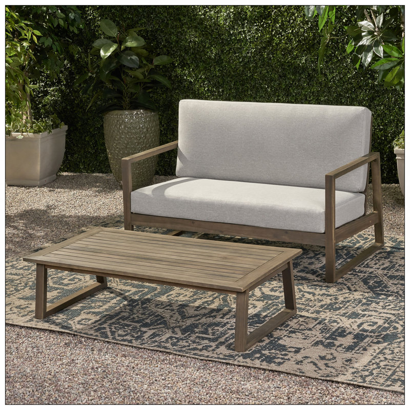 BELGIAN LOVESEAT & COFFEE TABLE, Light Gray Cushion/Gray Frame