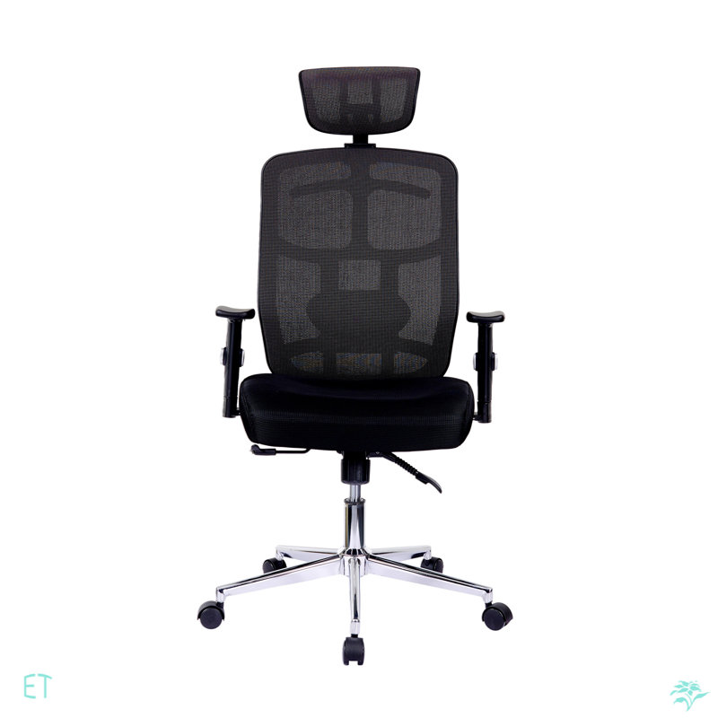 Executive High-Back Black Mesh Swivel Office Chair with Metal Base