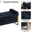 Banc de rangement en velours pour chambre à coucher, pieds dorés-1707893849