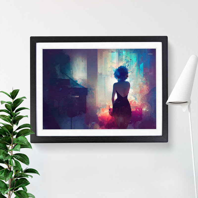 XH1022-10288X Woman In The Mist - Single Picture Frame Print, 46cm H x 64cm W, Black 