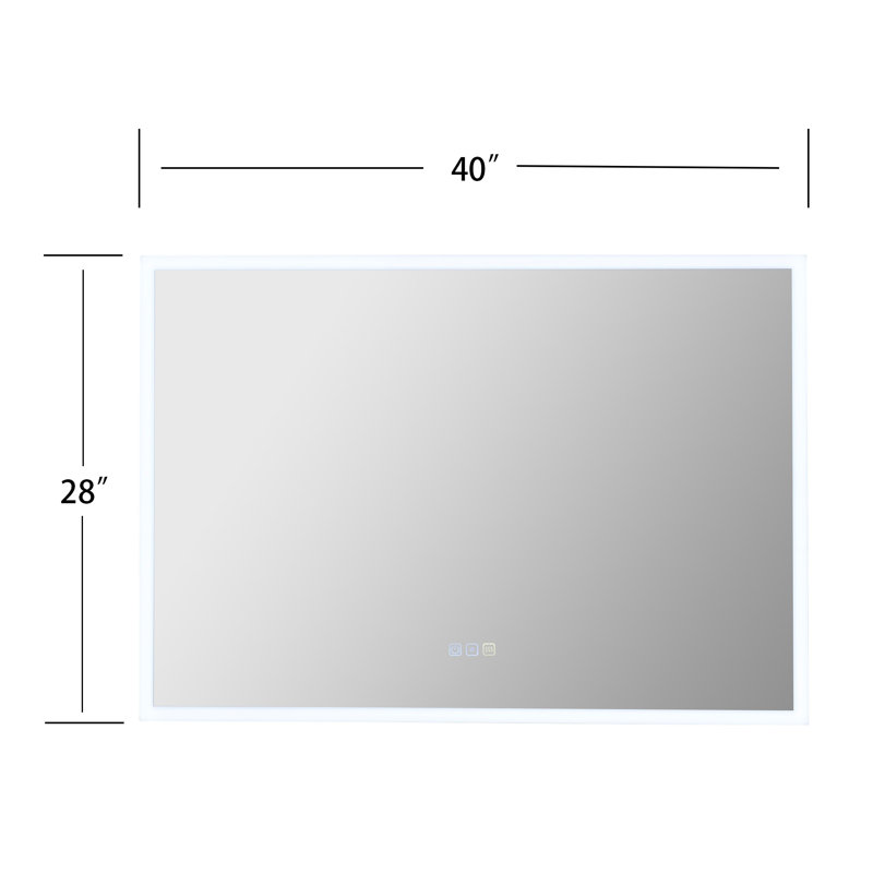 40 In. W X 28 In. H Wall-Mounted Multi-Functional Dimmable LED Bathroom Vanity Mirror