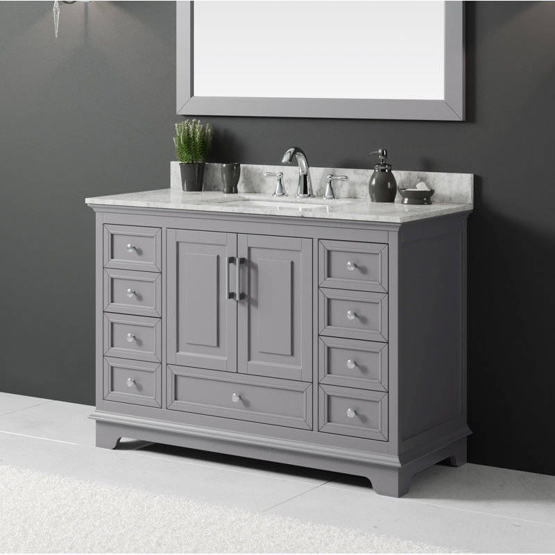 Base de meuble-lavabo simple 48 po Orin seulement, Gris taupe