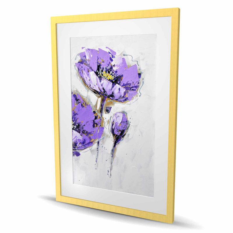 Anémones mauves - reproduction encadrée mate pour la décoration intérieure