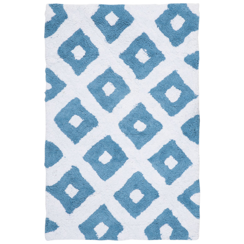 Tapis en coton touffeté à la main Bradon Bath, Bleu Arizona