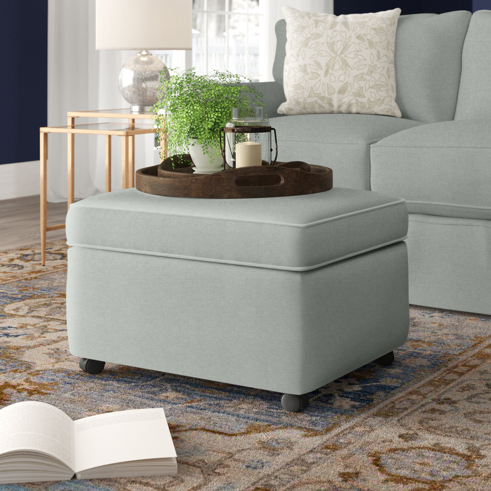Rika Upholstered Ottoman, Conversation Capri Basketweave