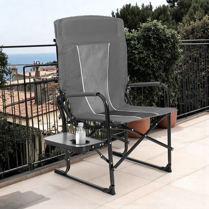 Comfort Heavy Duty Camping Chair with Side Table – Portable Folding Directors Chair for Outdoor, Beach, Backyard & Tailgating