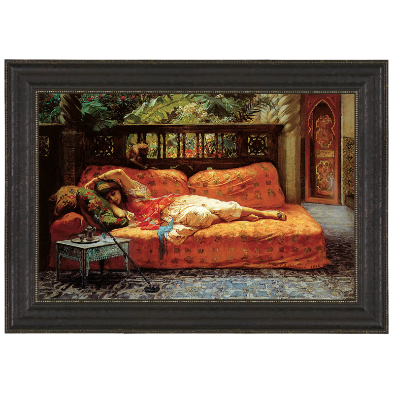 " The Siesta (Afternoon In Dreams), 1878 " by Frederick Arthur Bridgman, 12.5" H x 15.5" W x 1.25" D