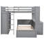 Lit mezzanine gris avec lit simple et peu encombrant. Rendez votre chambre à coucher plus pratique Lit double, tablettes, bureau et garde-robe - pour une utilisation polyvalente-112982529-112982535