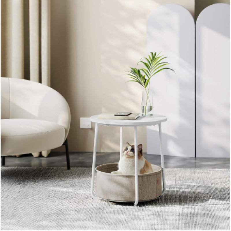 Lauranne Frame End Table, White/Beige, White