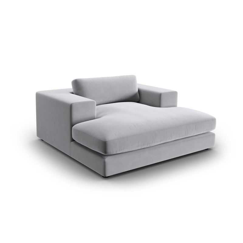 Maddeu Velvet Chaise Lounge, Silver