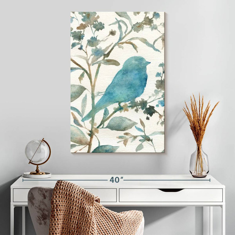 Silhouette d'oiseau bleu sarcelle Brampt III, H 30 po x l 20 po