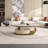 Labana 51" Modern Oval Coffee Table, Sintered Stone Top, Gold legs, drawer