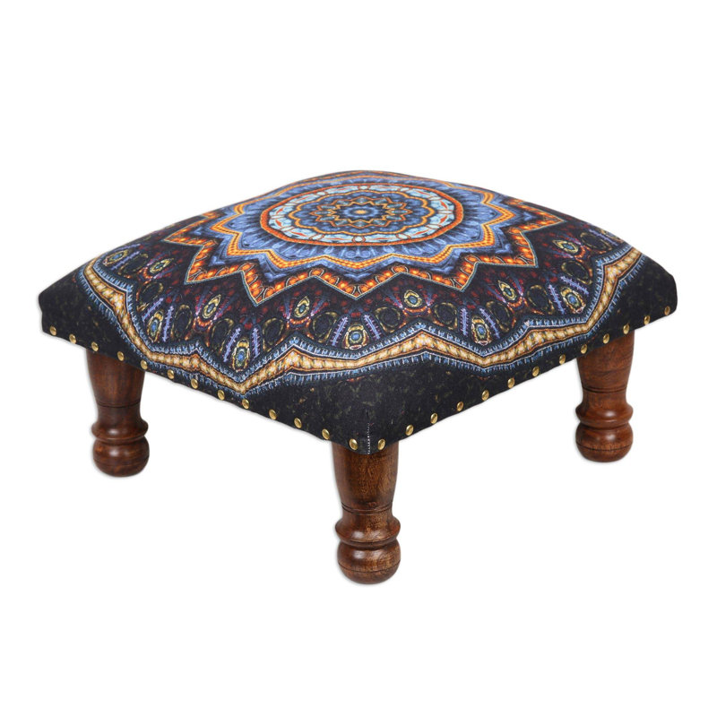 Iancarlo Upholstered Ottoman, Floral Ignite Cotton