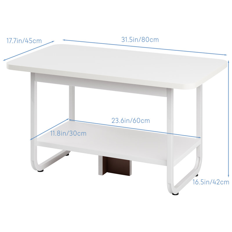 Coffee Table,Coffee Table with Storage Shelf,Double Layer Coffee Table with Stable Base