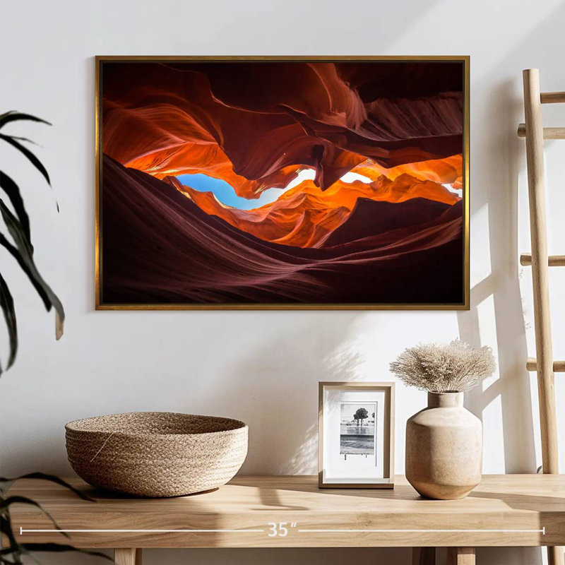 Orange Canyon In Arizona, 25" X 17", Floating Frame Gold