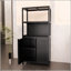 Armoire de rangement polyvalente en bambou noir avec 2 portes, parfaite pour la salle de bain, le salon et l'organisation de la cuisine