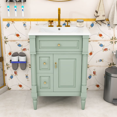 Meuble-lavabo autoportant avec lavabo, rangement réglable