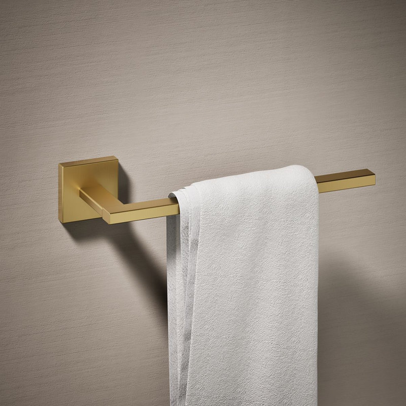 Square Towel Arm, Vibrant Brushed Moderne Brass