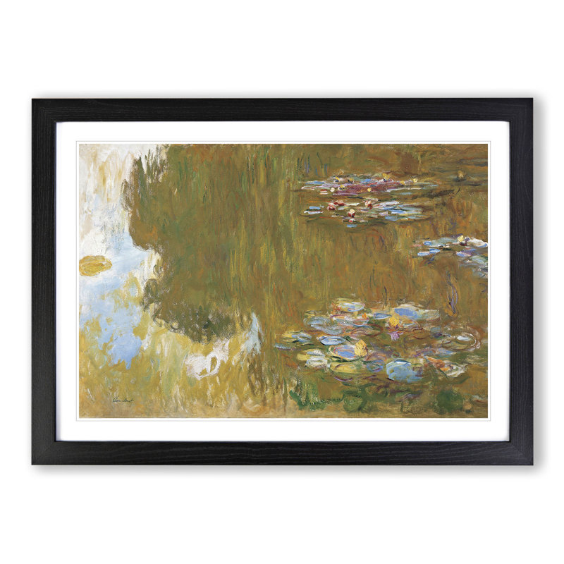 Water Lilies Lily Pond Vol.7 by Claude Monet - Picture Frame Painting, 48cm H x 65cm W x 2cm D, Black