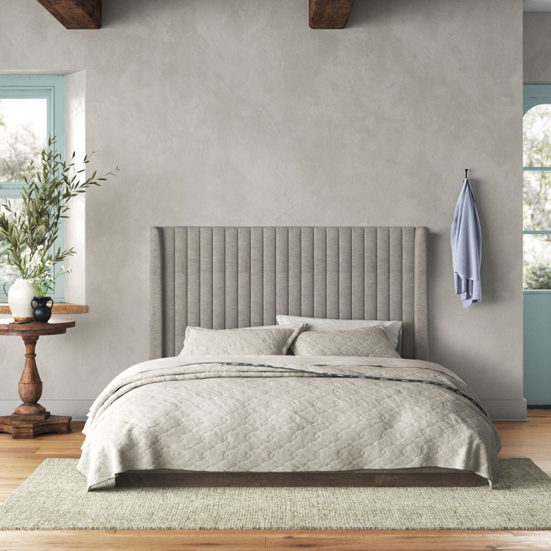 Lydia Upholstered Wingback Bed, Queen, Savile Flannel