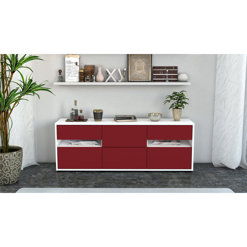 Wydra Unfinished TV Stand for TVs up to 60", Red / Matte White