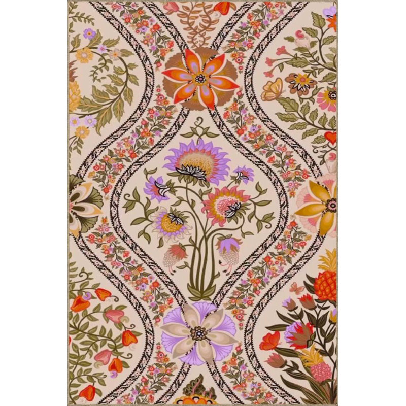 Tapis tissé à motif floral et motif lavable, Rectangle 5 pi 1 po x 7 pi 7 po