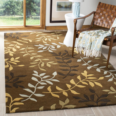 Tapis brun en laine touffeté à la main Chanler