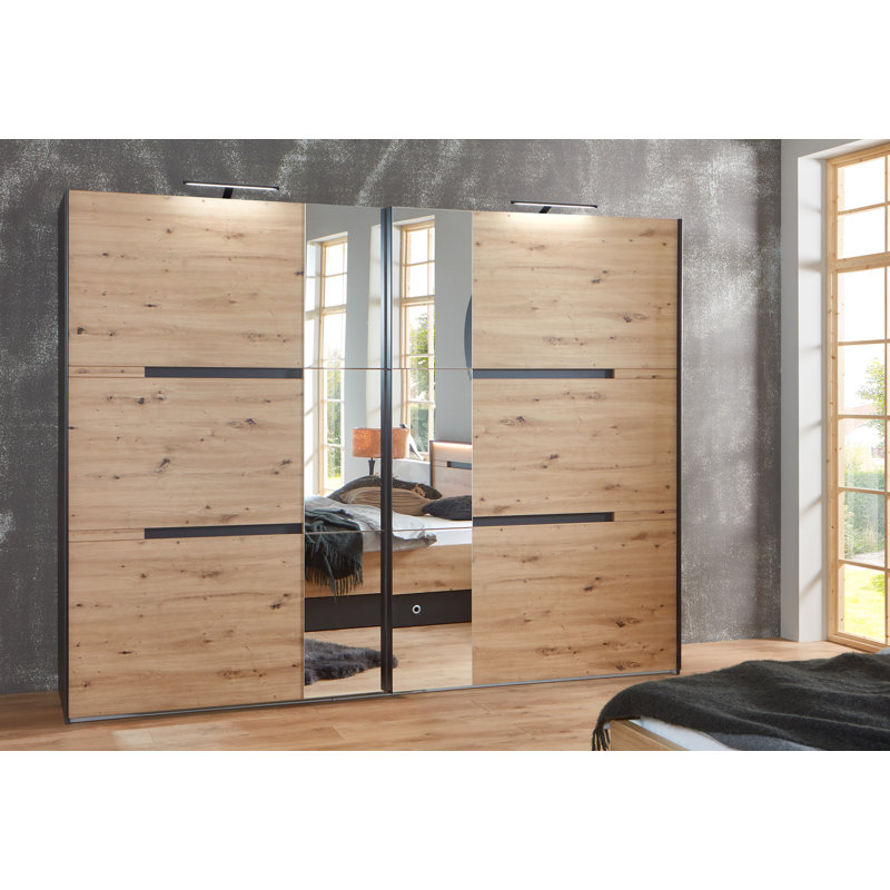Lennon 2 Door Manufactured Wood Wardrobe, 216cm H x 300cm W x 65cm D