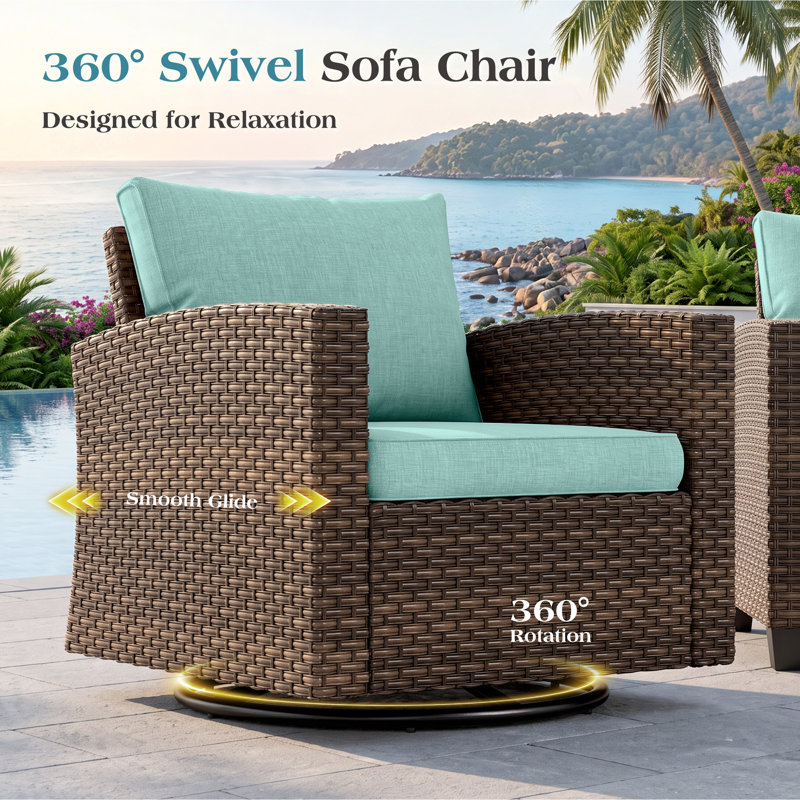 Outdoor Wicker Patio Seating Set, Blue