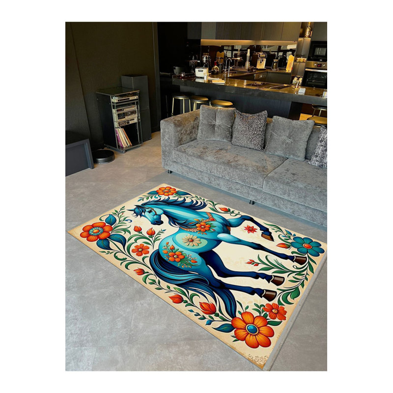 Tapis décoratif lavable à la machine orange, Tapis de couloir 2 pi 6 po x 6 pi 7 po inclus