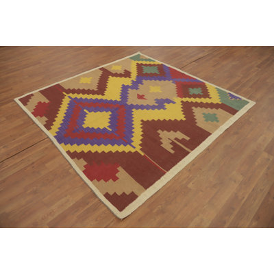 Square Geometric Kilim Oriental Area Rug 6x6