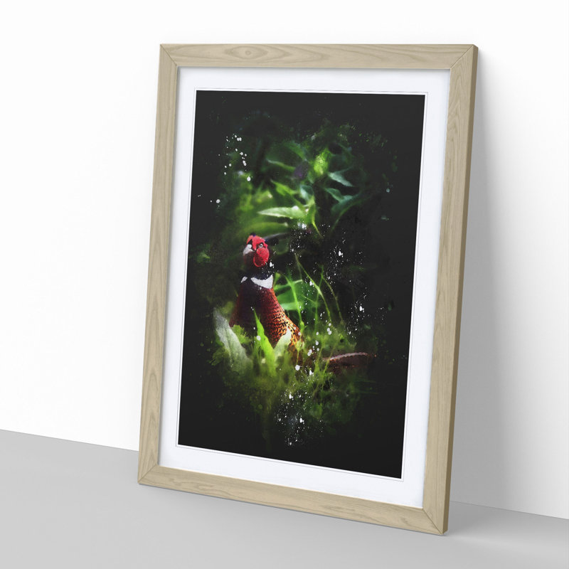 Pheasant Bird Vol.1 - Picture Frame Graphic Art, Oak Framed, 36cm H x 27cm W x 2cm D