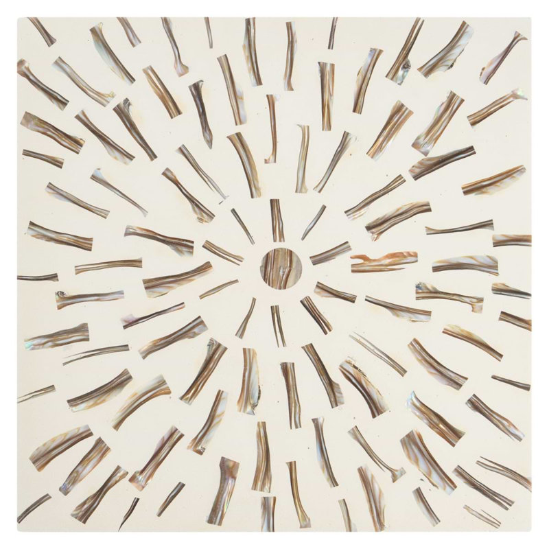 Estee 12x12 Polished Pearl Inlay and Cement Tile, Golden White