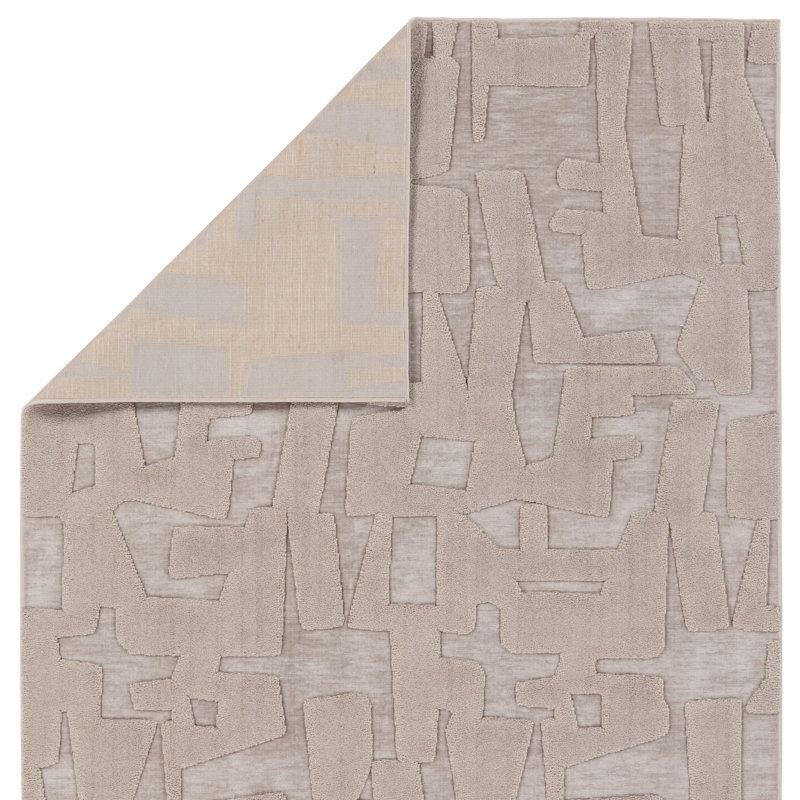 Tapis brun clair / taupe Ivy Bronx, Rectangle 9 pi 6 po x 13 pi 6 po