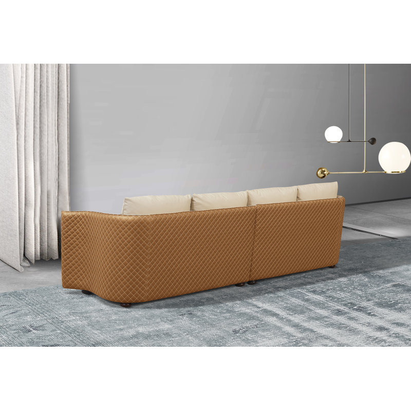 Makassar Sofa, Off White/Orange Genuine Leather
